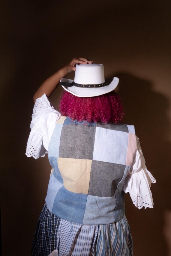 Handmade Upcycled Denim Patchwork Vest: Coquette … - image 6