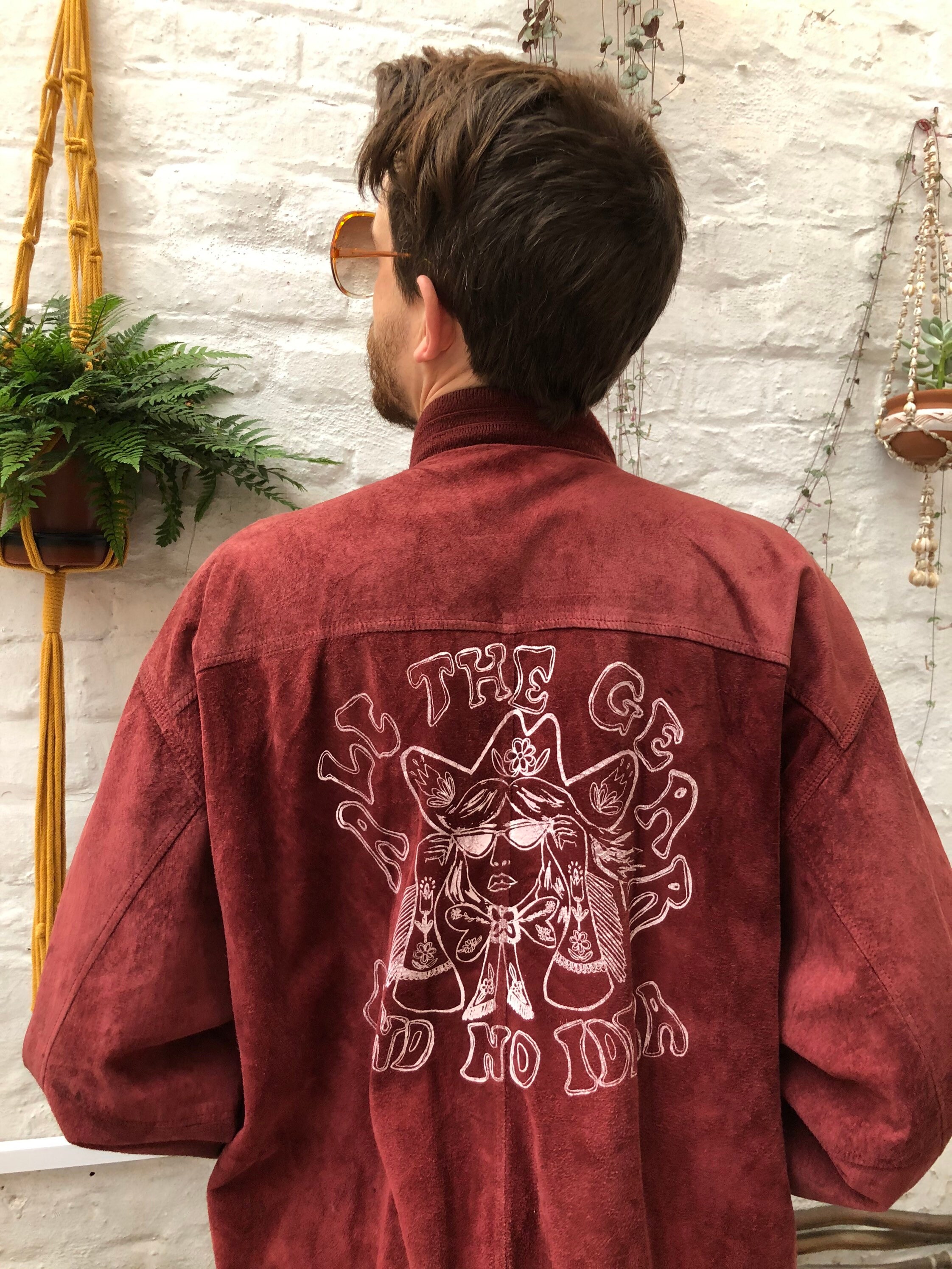 Image of All The Gear & No Idea Unisex 1970S Bomber Jacket, Screenprint, Western, Cowgirl, Vintage Tassel 70S, 1980S 80S Upcycled