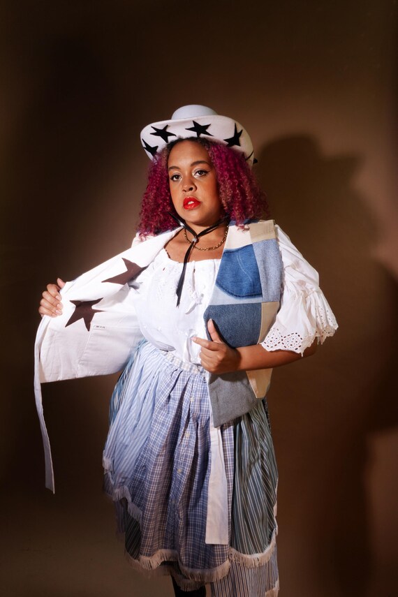 Handmade Upcycled Denim Patchwork Vest: Coquette … - image 3