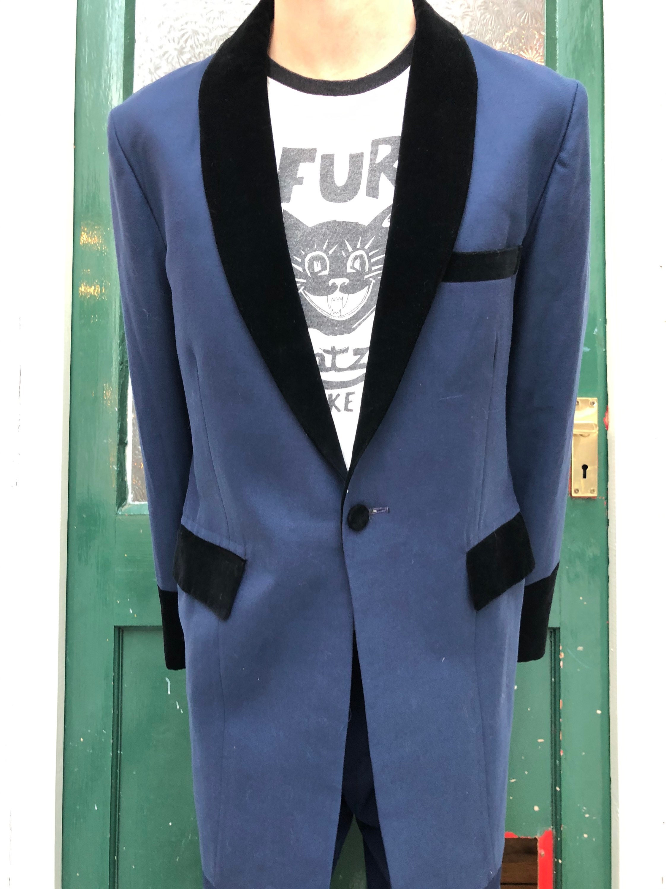 Image of Teddy Boy Rockabilly Drape Jacket, Velvet Details Blazer, 1950S All The Gear & No Idea Trousers Medium Large