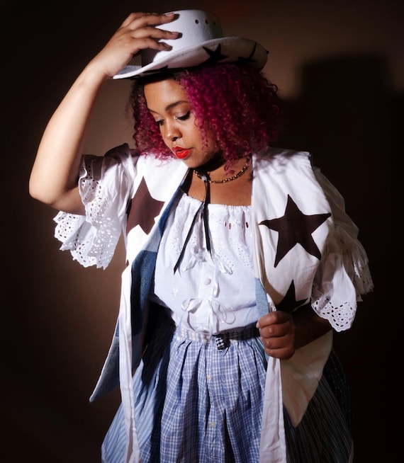 Handmade Upcycled Denim Patchwork Vest: Coquette … - image 1