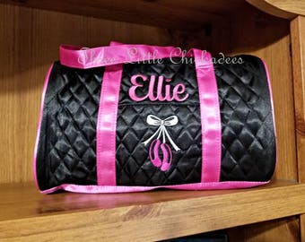 Pretty in Pink, Black, Purple Dance Duffel Personalized Dance Bag Recital Ballet Bag Birthday Gift Ballet Small Dance Bag Gifts for Girls