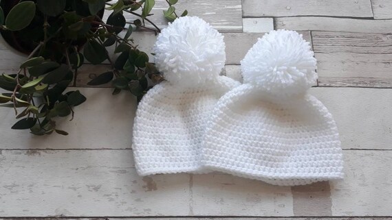 tiny baby pom pom hat