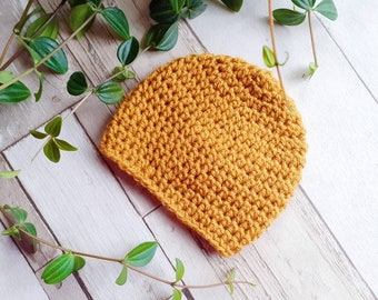 Premature baby hat, tiny baby  preemie baby mustard knitted beanie hat, hand knit baby wear. UK seller, new baby gifts. 18-22cm head