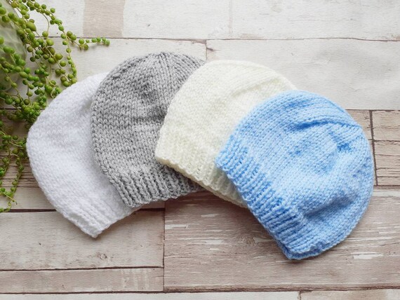 Baby White Unisex Knitted Beanie Hat 