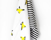 Birds Swaddle Blanket and Burp Cloth