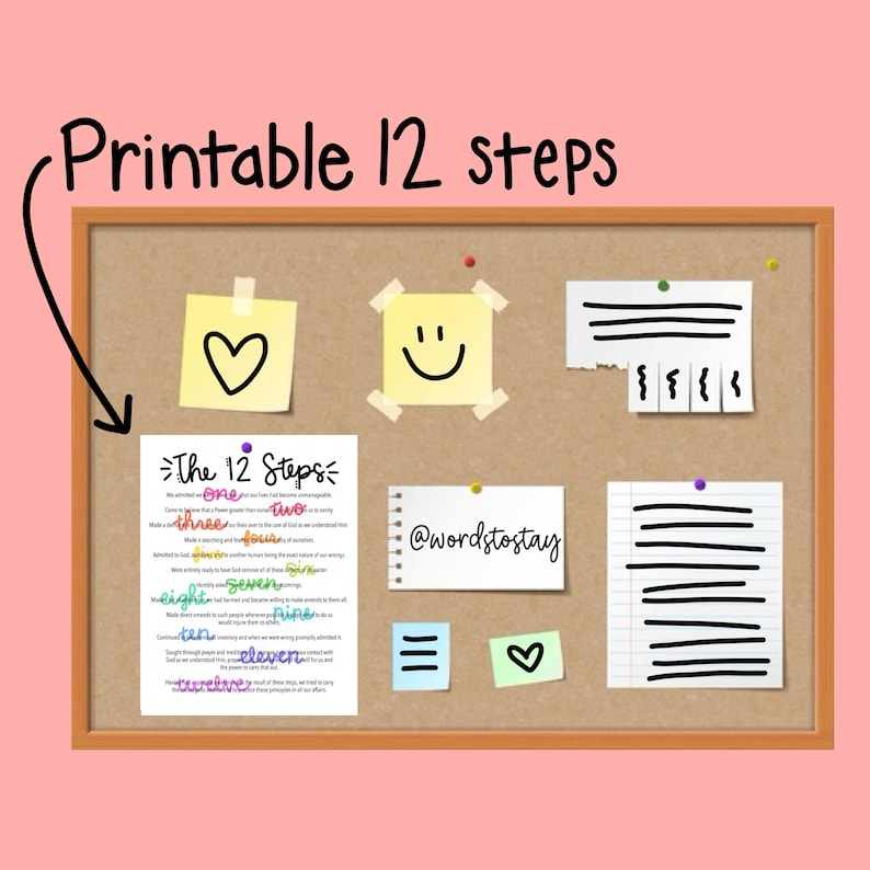 12 Steps of Recovery: AA NA Printable Art - PNG File Instant Digital ...