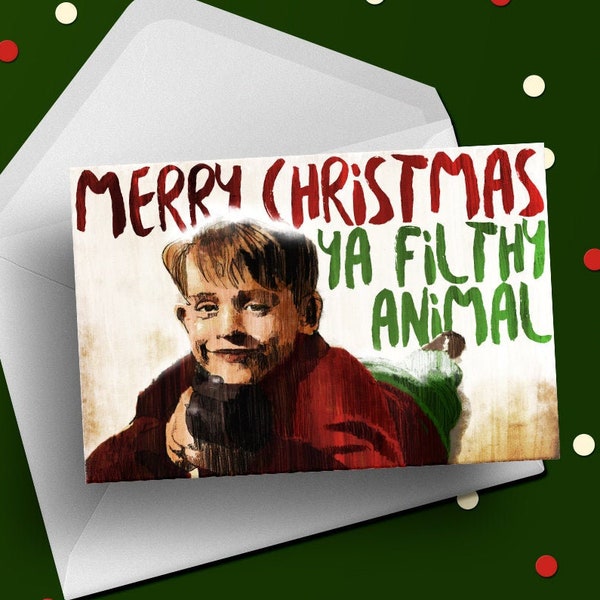 Home Alone Christmas happy holidays seasons funny greeting card, Macaulay Culkin gift for best friend husband wife boyfriend girlfriend fan