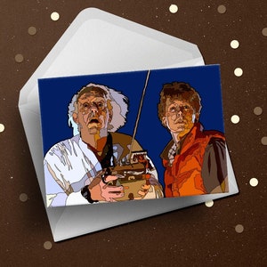 Back To The Future Birthday Card, saludo de la película de culto, geek de la película de los años 80, idea de regalo de los hombres del arte para su marido novio papá abuelo abuelo