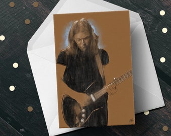 Pink Floyd David Gilmour birthday card, 70s rock print, guitar musician gift idea for him husband boyfriend dad, A6