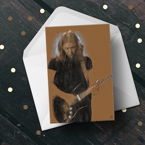 Pink Floyd David Gilmour birthday card, 70s rock print, guitar musician gift idea for him husband boyfriend dad, A6 image 1