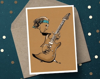 Mark Knopfler Dire Straits birthday greeting card 80s music fan vintage gift for him, unique fathers day boyfriend husband mens present idea