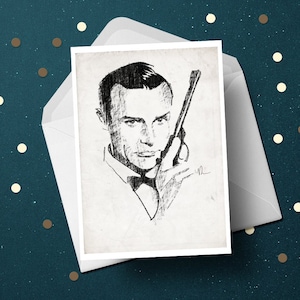 James Bond Sean Connery anniversaire carte de voeux film, film fan art dessin unique mens papa fête des pères petit ami grand-père cadeaux pour lui A6