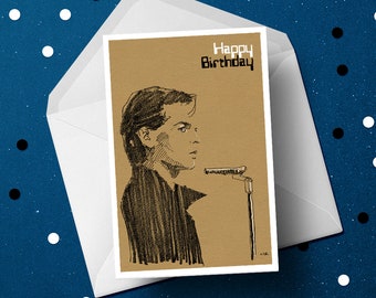 Gary Numan birthday greeting card 80s synth music fan vintage pop gift for him, unique dad boyfriend husband mens geek present idea