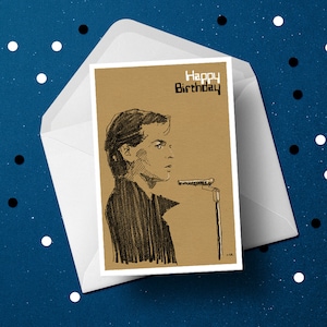 Gary Numan tarjeta de felicitación cumpleaños 80s sintetizador música fan pop pop regalo para él, novio único marido hombres geek presente idea