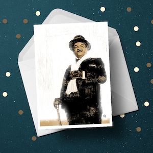 Carte de voeux d'anniversaire Hercule Poirot David Suchet, mystère de meurtre vintage d'Agatha Christie, cadeaux uniques de papa de maman pour lui elle