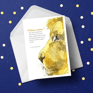Aslan Lion carte de vœux joyeuses vacances A6, Narnia idée cadeau pour elle, garçon fille mari femme, Witch Wardrobe présent pour chambre à coucher enfant