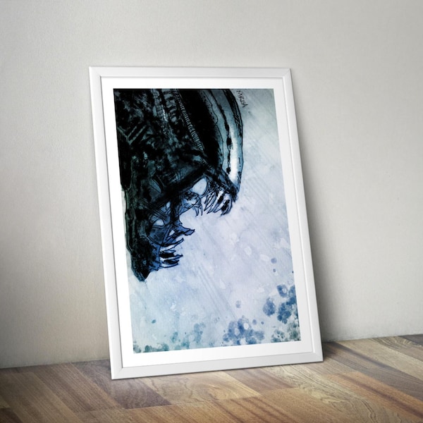 Alien Xenomorph Kunstdruck: 80er Jahre Film Fan Geschenk (A4)