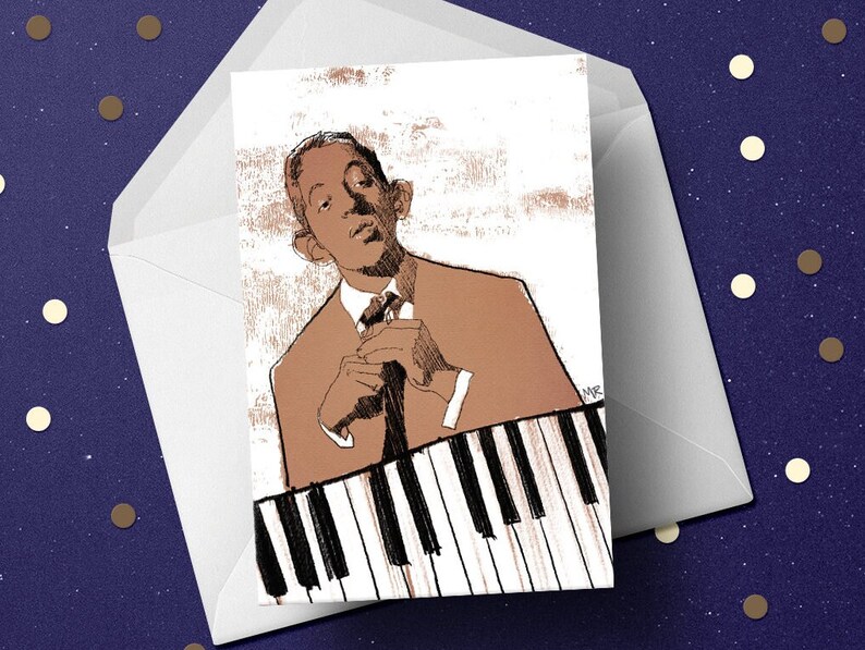 Serge Gainsbourg Birthday Card, musician greeting card, 60s cool jazz fan, art mens gift idea for him husband boyfriend dad granddad image 1