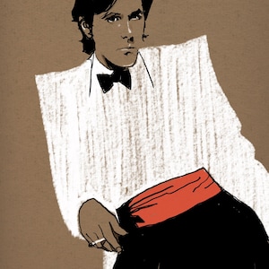 Impression de Bryan Ferry A4, cadeau unique pour homme de musique de joueur de guitare pour lui papa grand-père