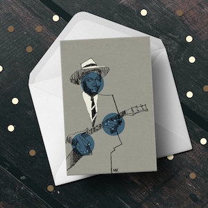 Robert Johnson Blues verjaardag wenskaart, gitaar speler muziek unieke mens gift voor hem papa opa A6