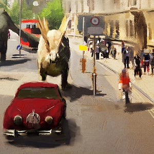 Dinosaur art painting Stegosaurus Jurassic England Oxford history fan gift idea for him dad child teen A4 Print image 3