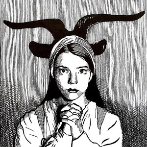 Cartão de felicitações de aniversário da bruxa, dia das bruxas, filme de terror folclórico, fã de filme de culto, presente exclusivo masculino para ele, namorado, marido, tamanho a6