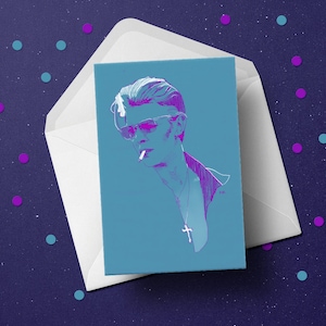 David Bowie 80er Jahre Pop-Musik-Geburtstags-Grußkarte, einzigartige Herren Musiker Geschenkidee für ihn Ehemann Freund
