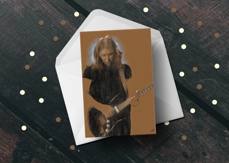 Pink Floyd David Gilmour birthday card, 70s rock print, guitar musician gift idea for him husband boyfriend dad, A6 image 1