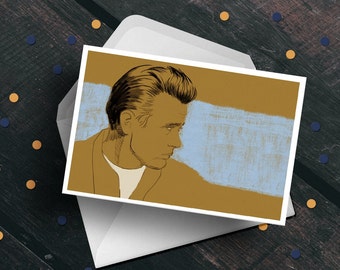 Hand-drawn James Dean greeting card: A timeless tribute to the legendary Rebel Without a Cause, unique gift for him her father dad boyfriend