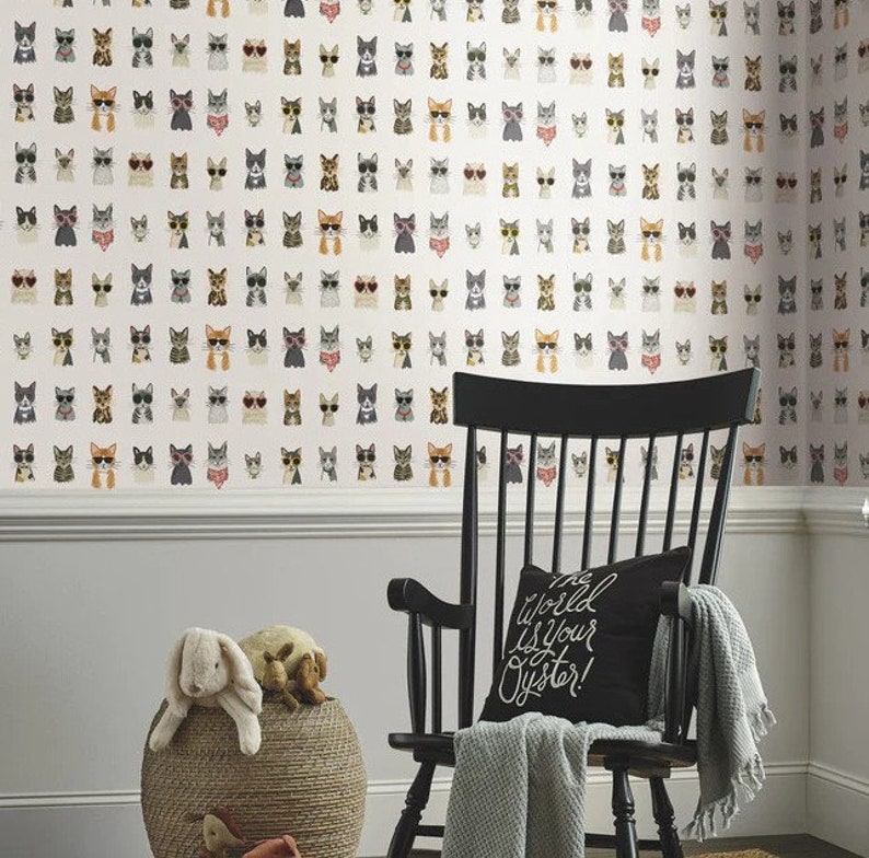 Cool Cats Peel and Stick Wallpaper - Etsy