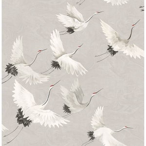 Windsong Bird Grey Wallpaper - Etsy
