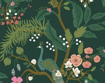 Floral Peacock Wallpaper Emerald Green