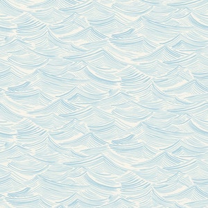 Blue Wave Nursery or Bathroom Wallpaper