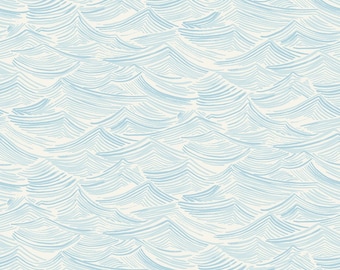 Blue Wave Nursery or Bathroom Wallpaper