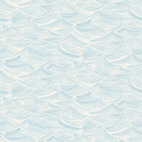 Blue Wave Nursery or Bathroom Wallpaper