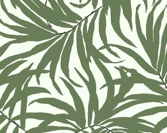 Bali Leaves Green and Black PEEL & STICK Wallpaper