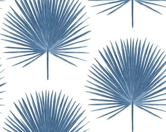 Palmetto Palm Peel and Stick Wallpaper Coastal Blue