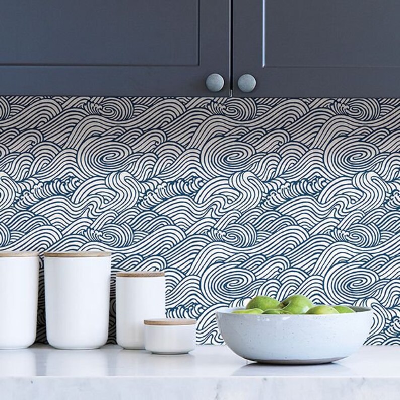Saybrook Navy PEEL & STICK Wallpaper Etsy