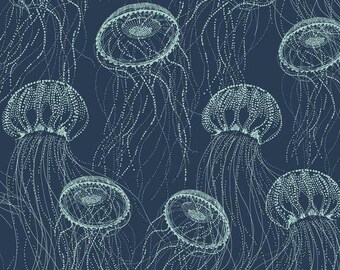 Atolla Jellyfish Navy Wallpaper