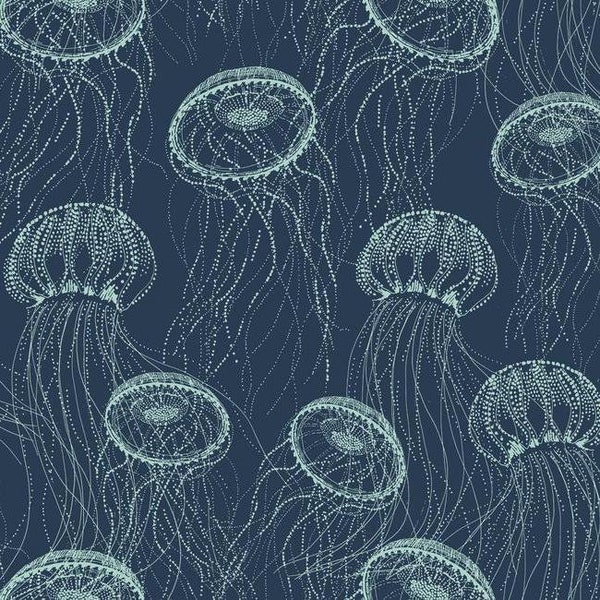 Atolla Jellyfish Navy Wallpaper