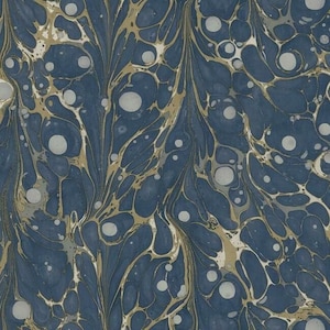 Marbled Endpaper Navy PEEL & STICK Wallpaper