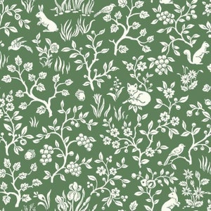 Forest Green Fox & Hare Magnolia Home Prepasted Wallpaper