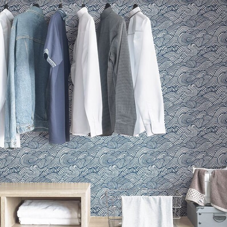 Saybrook Navy PEEL & STICK Wallpaper Etsy