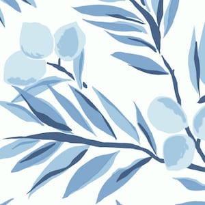 Citrus Vine Blue Leaf Wallpaper