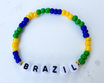 Brazil Bracelet | Brazil Trip | Travel Bracelet | Brazil Vacation | Brazil Beaded Bracelet | Brazil Accessories | Team Brazil