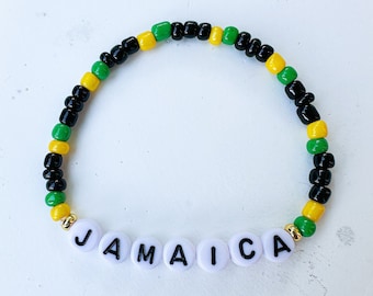 Jamaica Bracelet | Team Jamaica | Jamaica Trip | Jamaica Vacation| Travel Bracelet | Jamaica Beaded Bracelet | Jamaica Accessories
