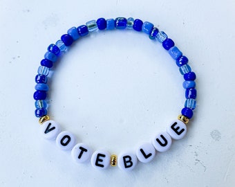 Vote Blue Bracelet | Vote Beaded Bracelet | Vote Bracelet | Vote Accessories | Election Accessories | Election Bracelet