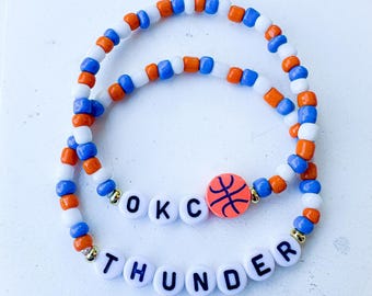 Oklahoma City Thunder Bracelet Set | OKC Basketball | OKC Bracelet | Thunder Basketball | OKC Fan