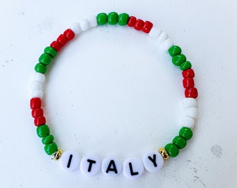 Italy Bracelet | Italy Trip | Travel Bracelet | Italy Vacation | Italy Beaded Bracelet | Italy Accessories | Team Italy